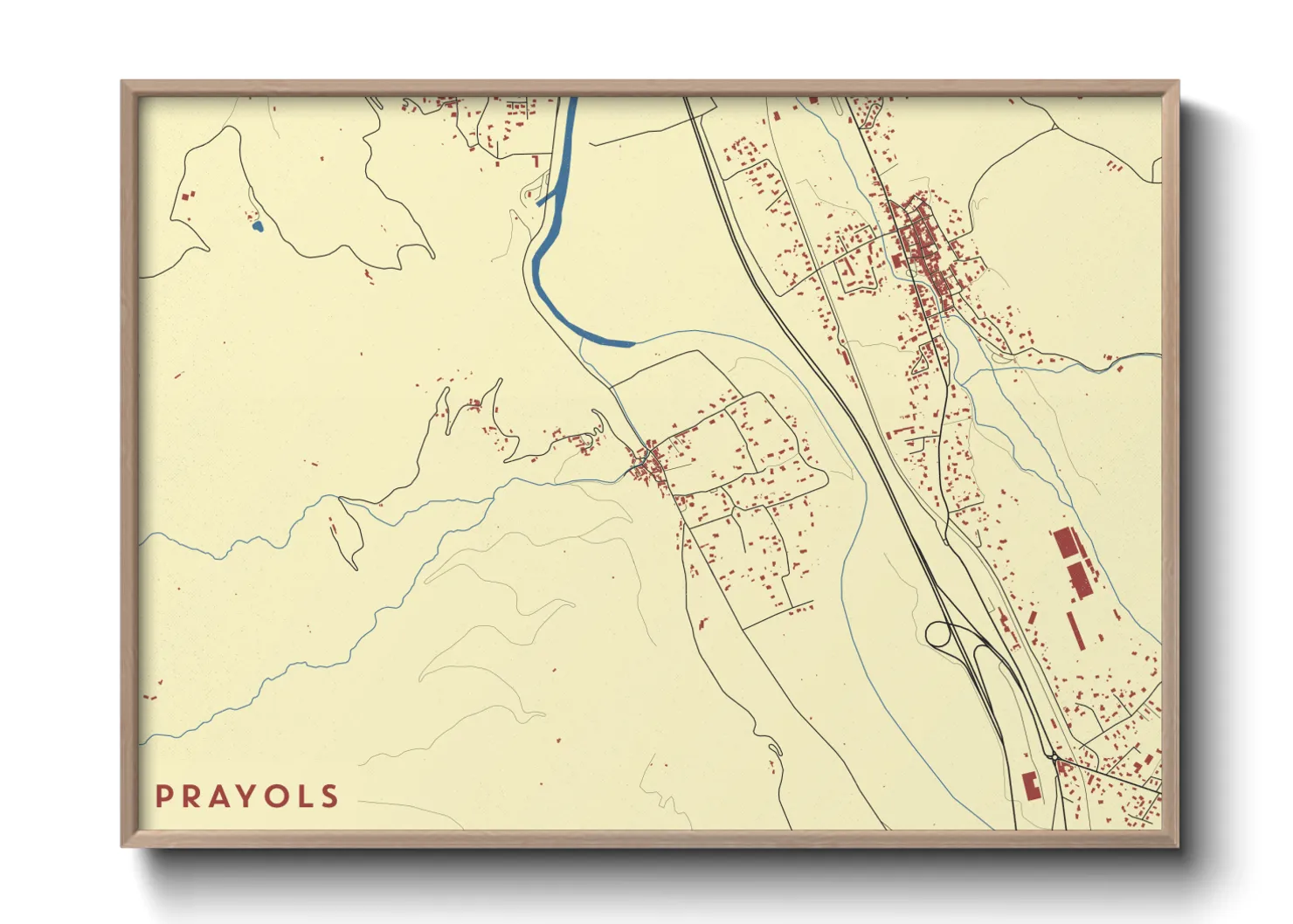 Une affiche de carte sur Prayols