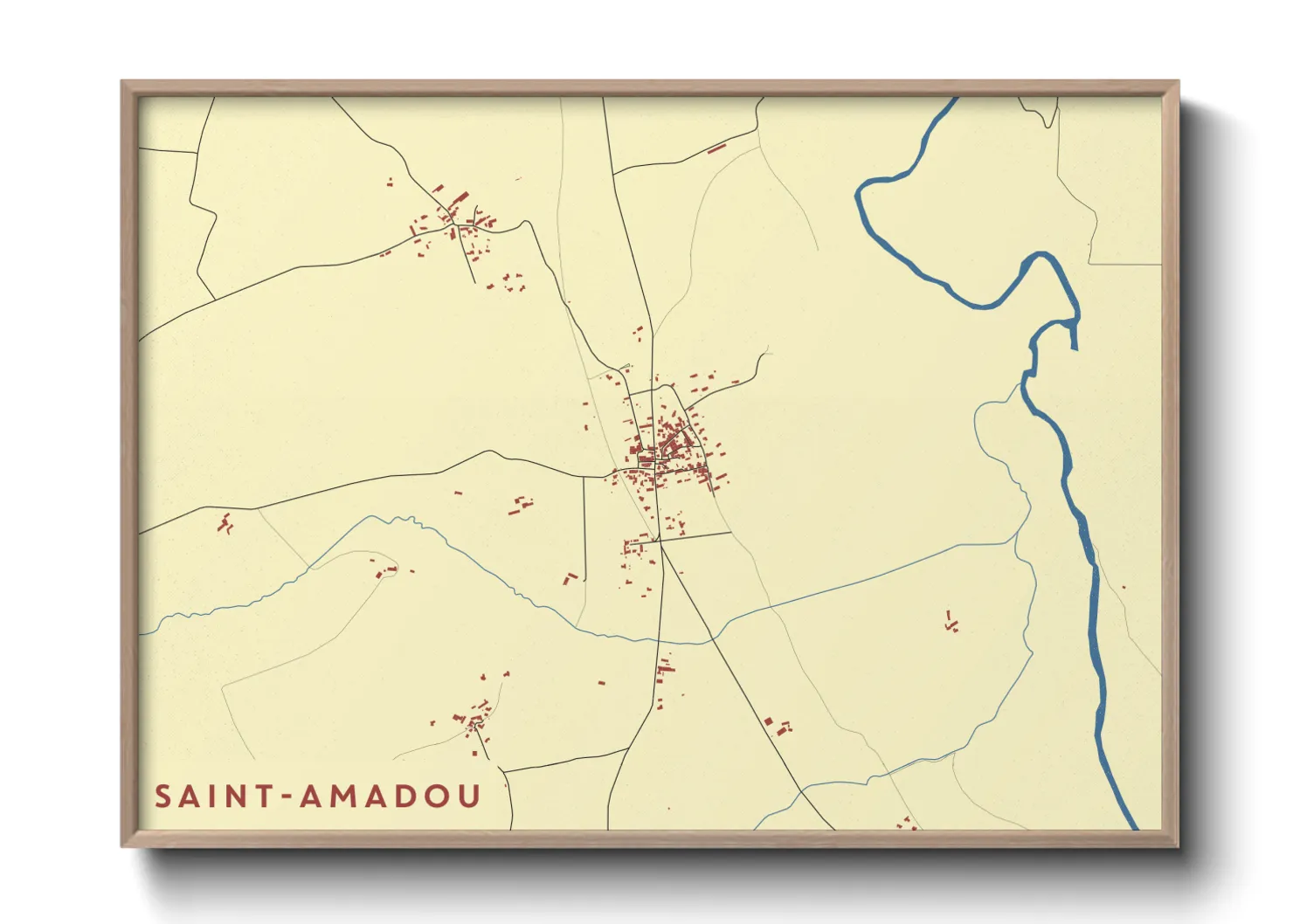 Une affiche de carte sur Saint-Amadou