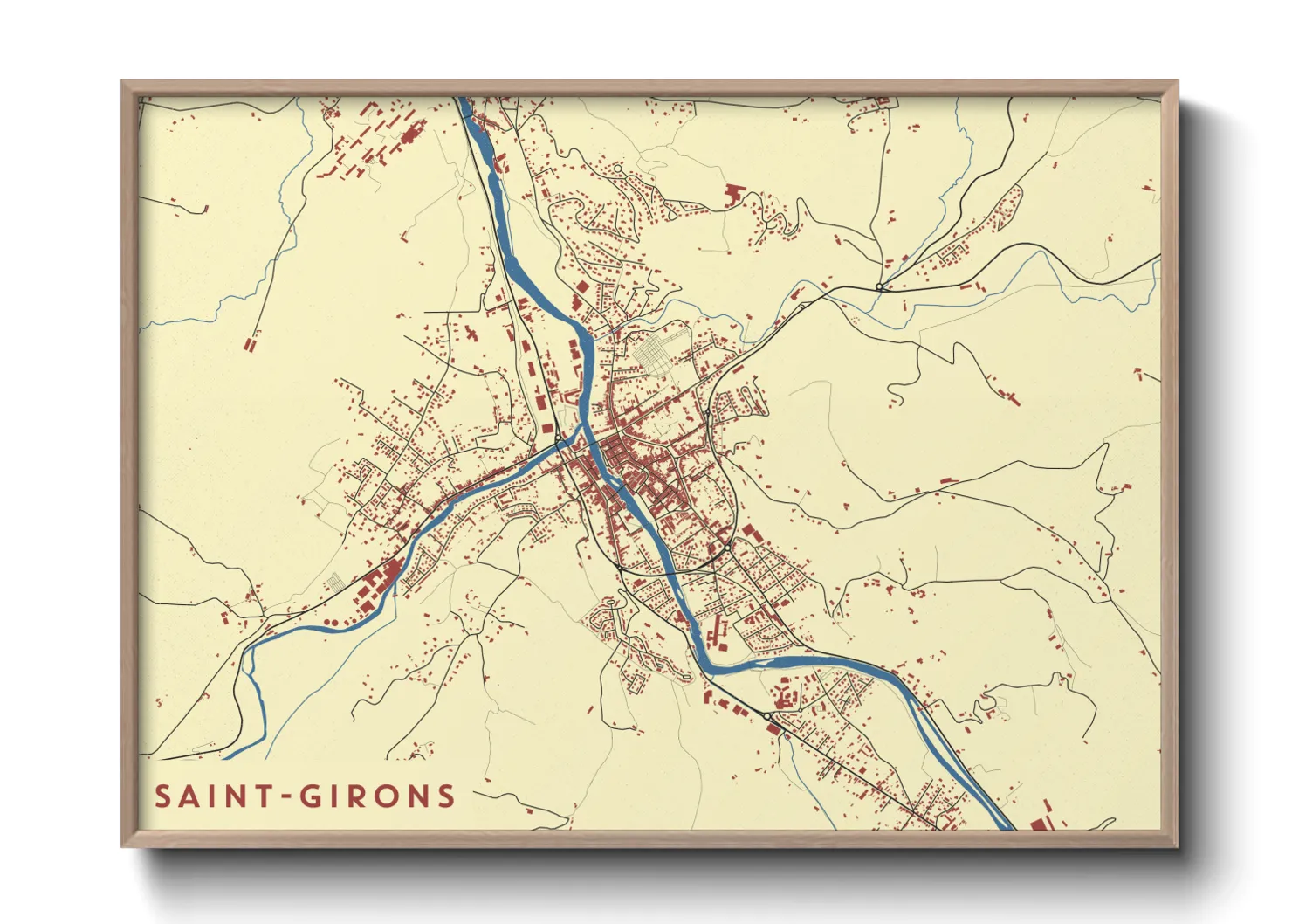Une affiche de carte sur Saint-Girons