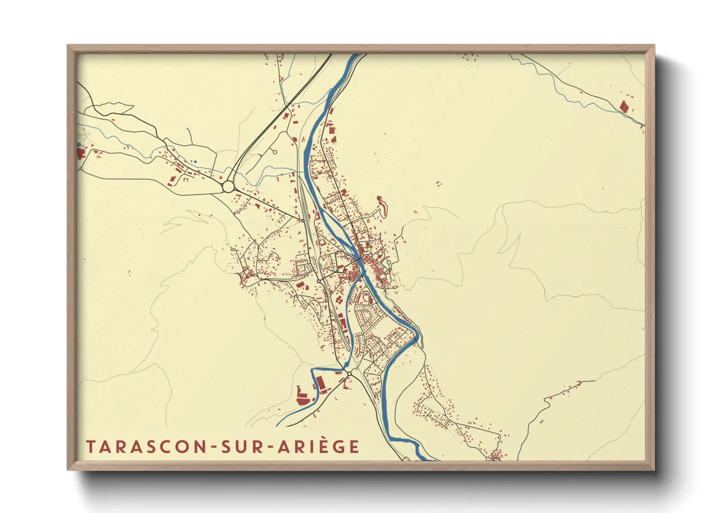 Une affiche de carte sur Tarascon-sur-Ariège