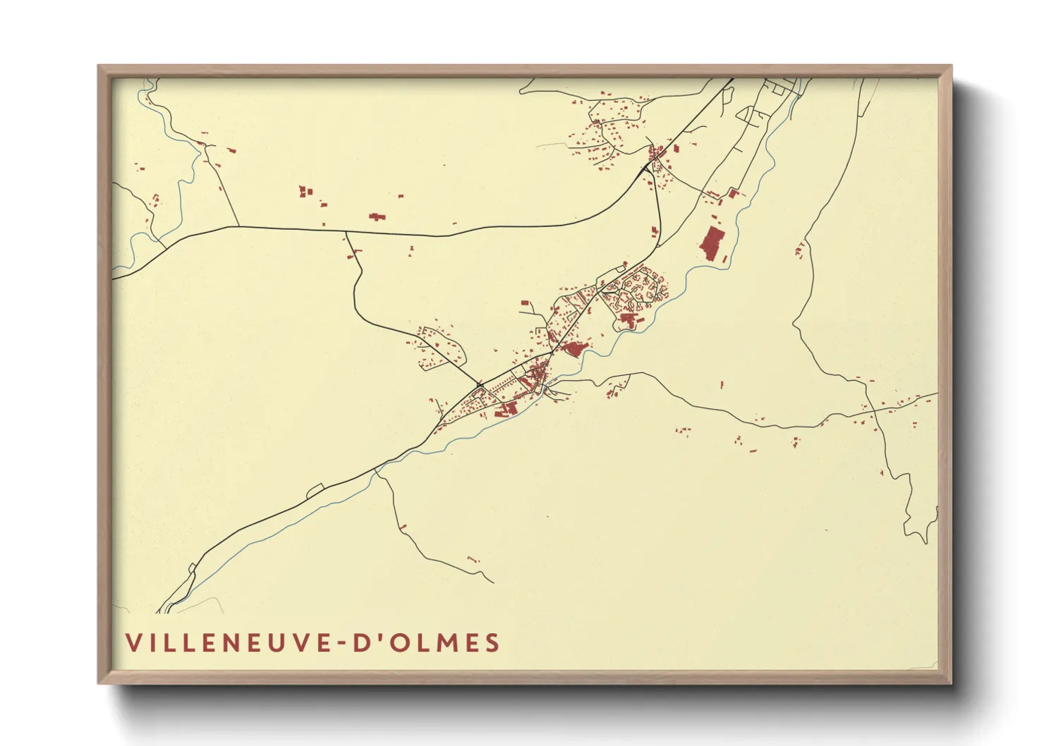 Une affiche de carte sur Villeneuve-d'Olmes