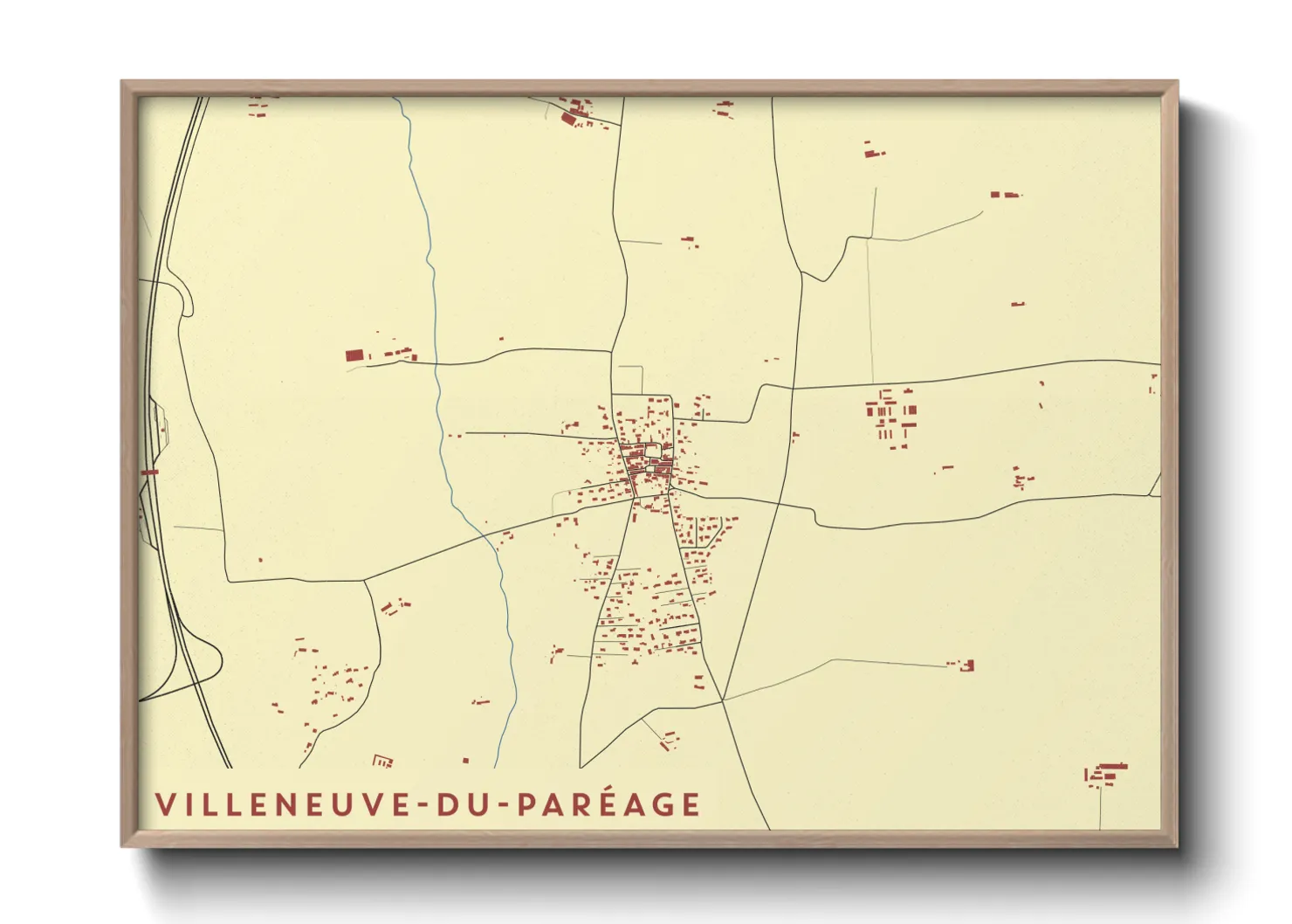 Une affiche de carte sur Villeneuve-du-Paréage