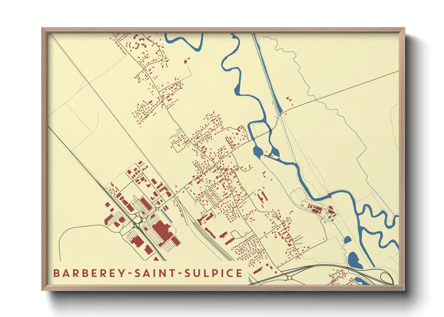 Une affiche de carte sur Barberey-Saint-Sulpice