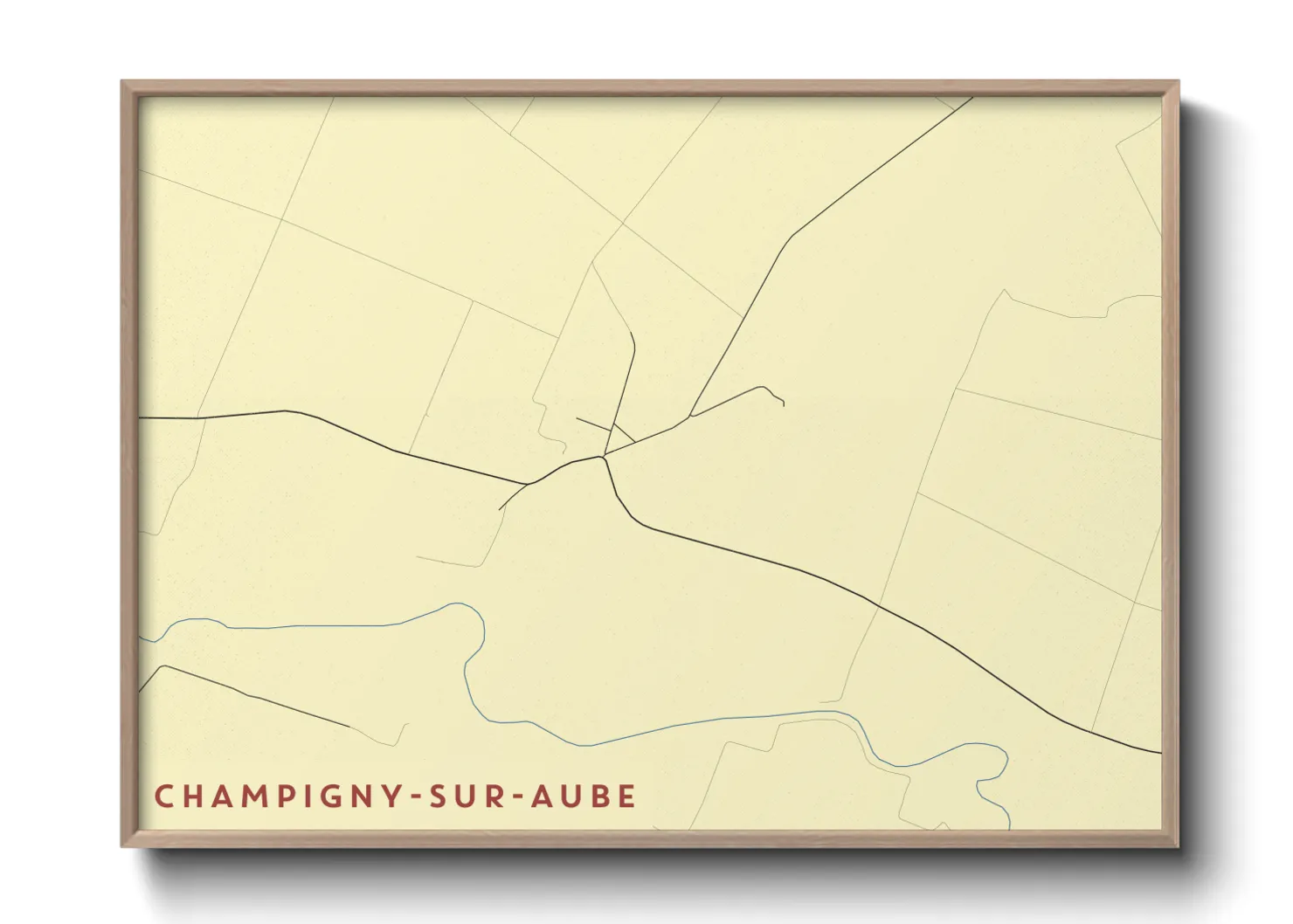 Une affiche de carte sur Champigny-sur-Aube