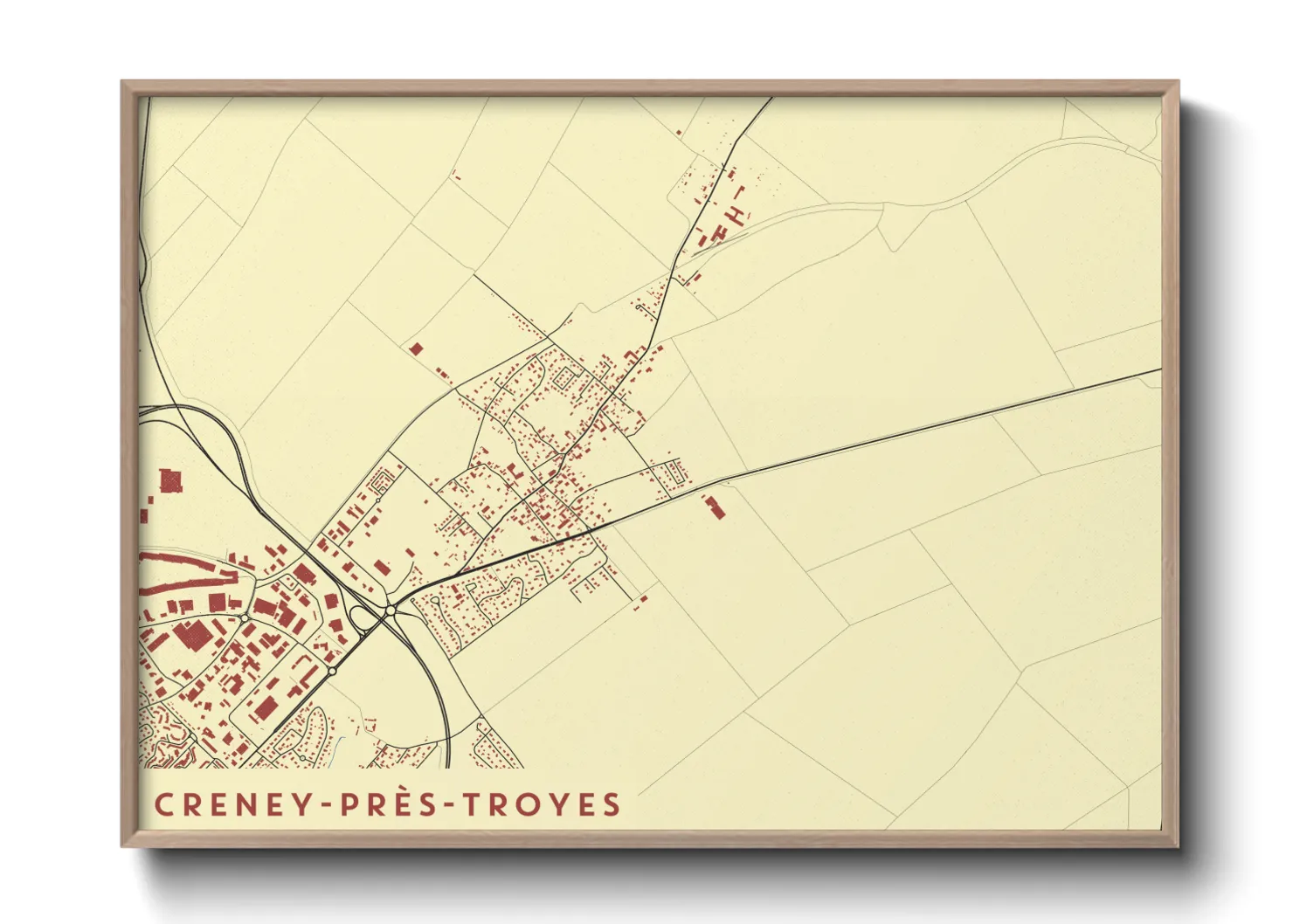 Une affiche de carte sur Creney-près-Troyes