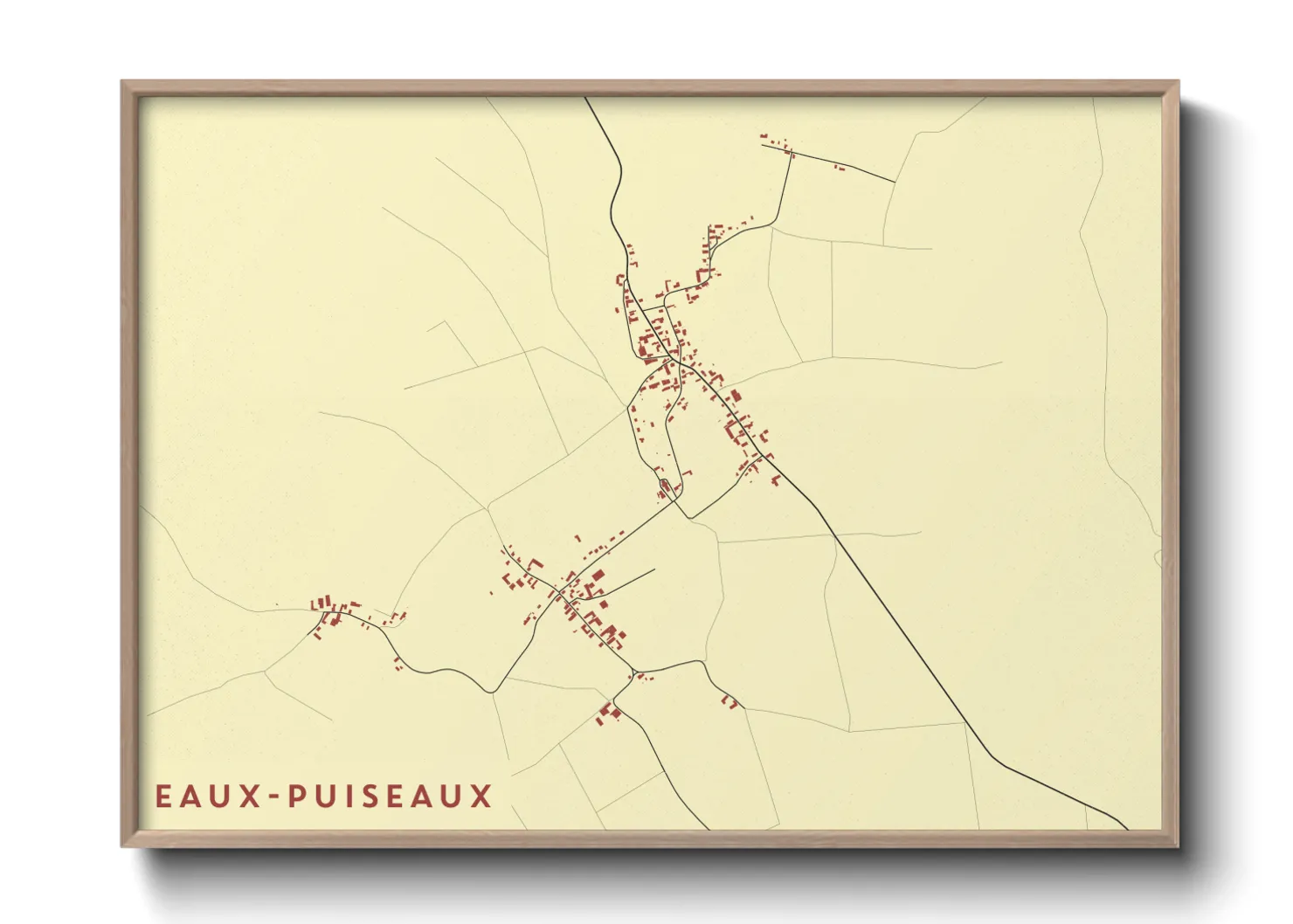 Une affiche de carte sur Eaux-Puiseaux