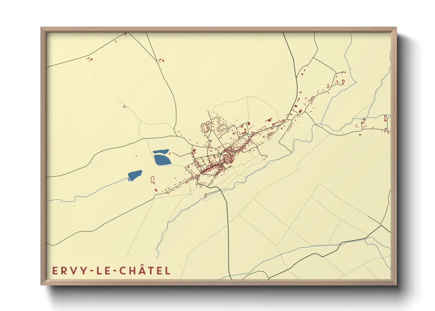 Une affiche de carte sur Ervy-le-Châtel