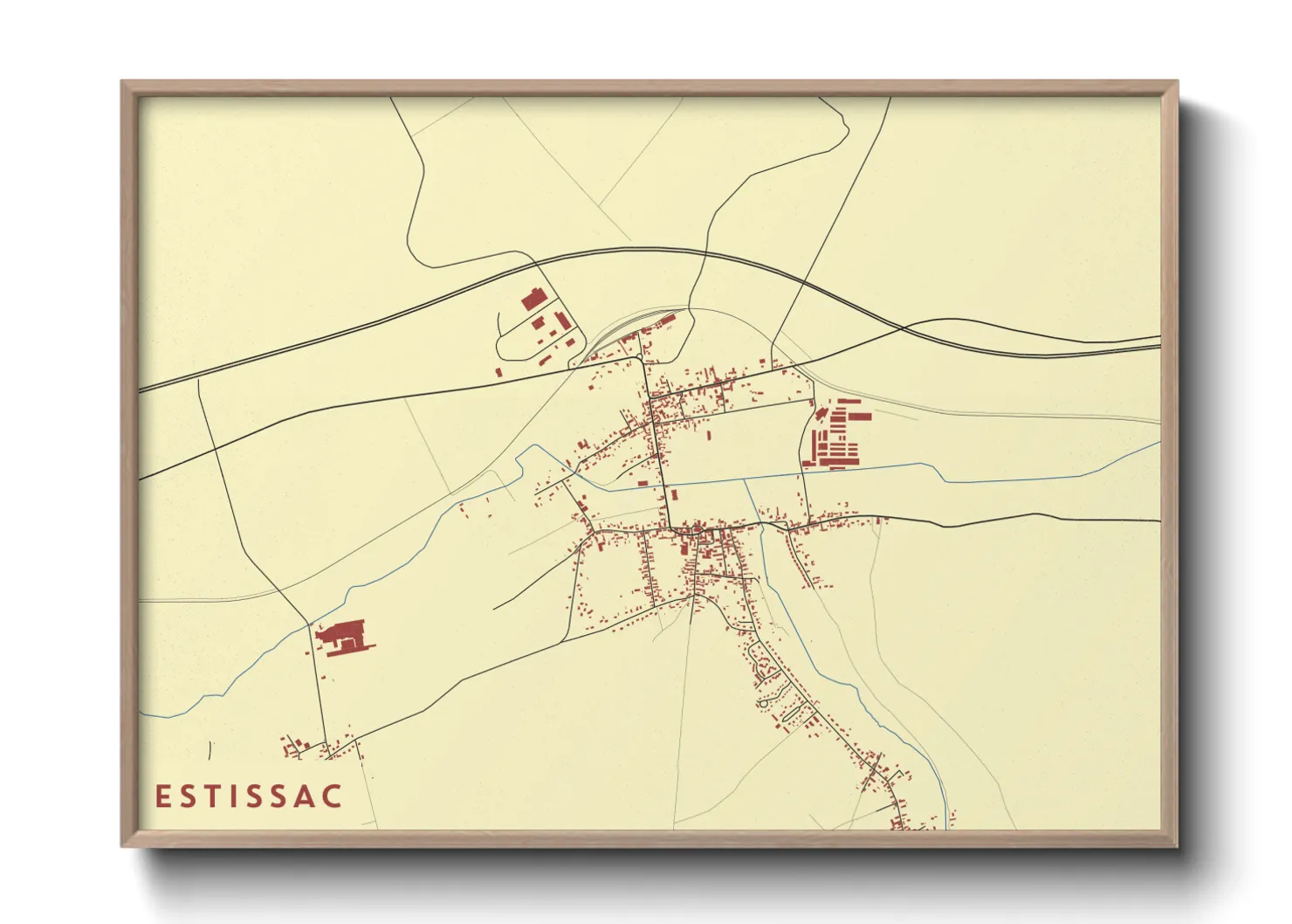 Une affiche de carte sur Estissac