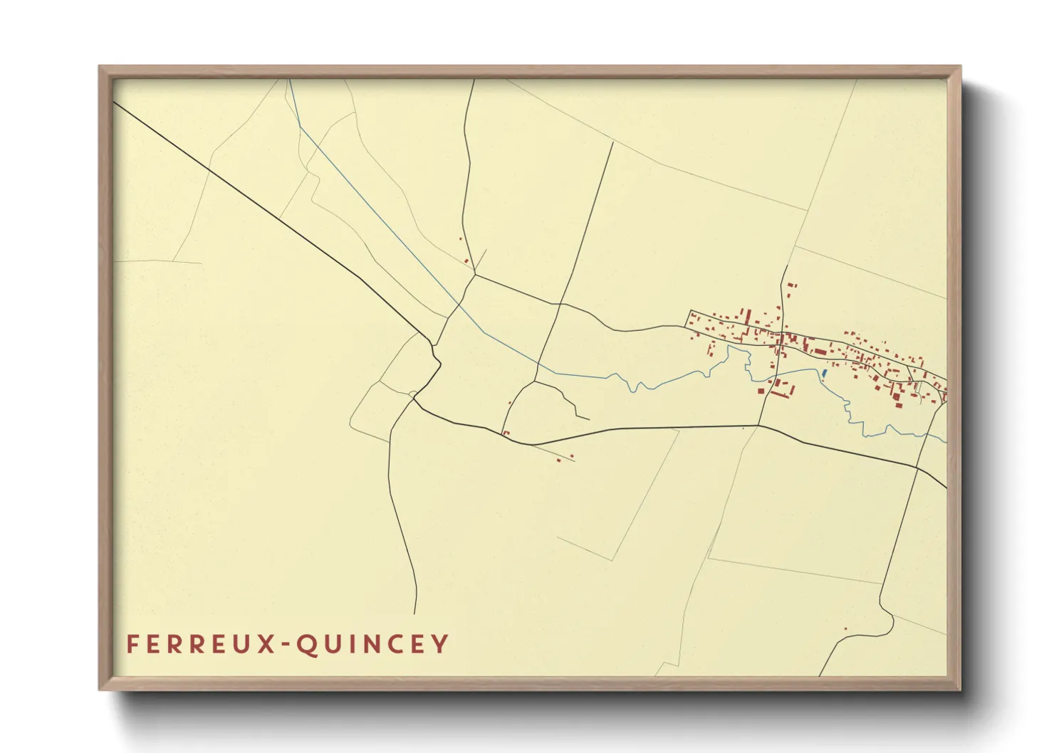 Une affiche de carte sur Ferreux-Quincey
