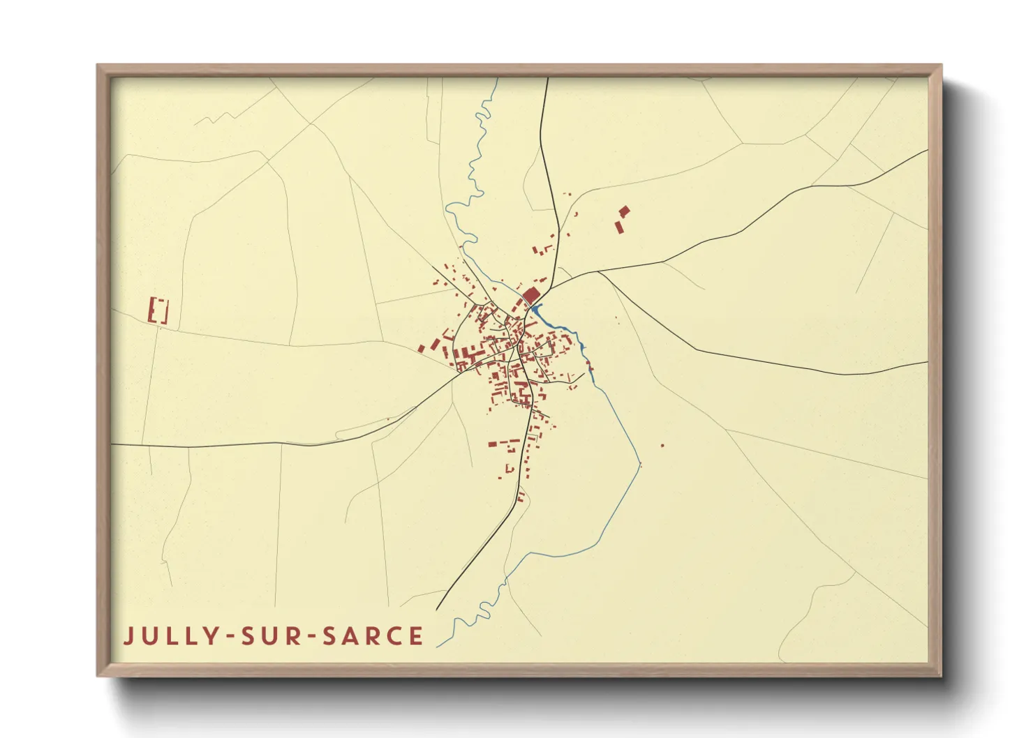 Une affiche de carte sur Jully-sur-Sarce