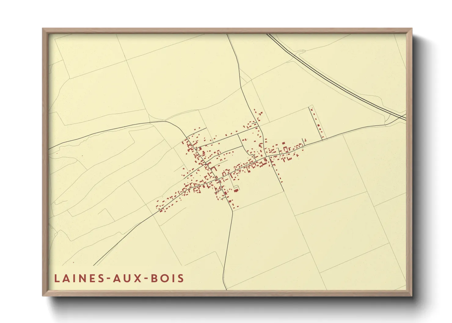 Une affiche de carte sur Laines-aux-Bois