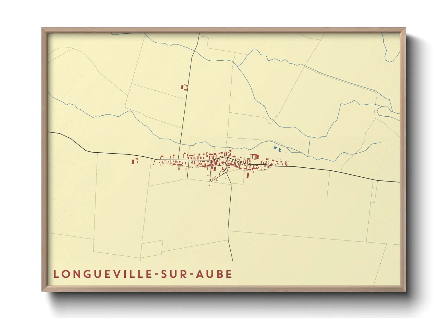 Une affiche de carte sur Longueville-sur-Aube