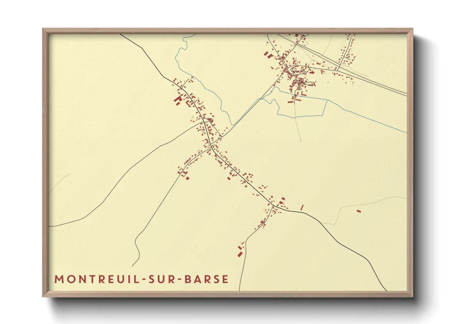 Une affiche de carte sur Montreuil-sur-Barse