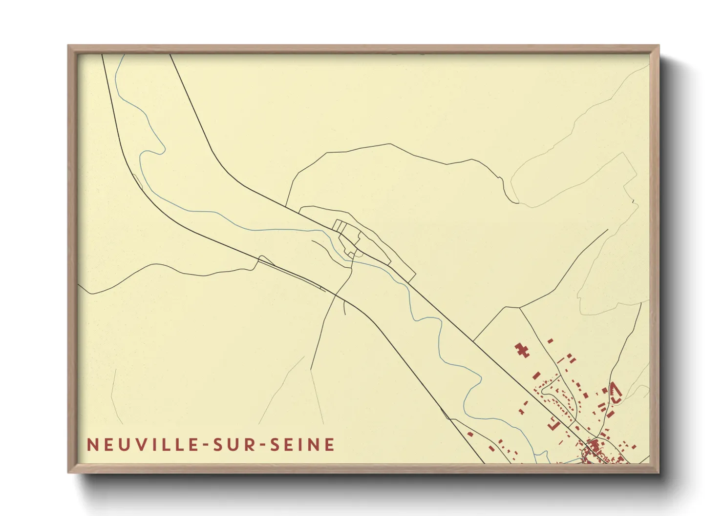 Une affiche de carte sur Neuville-sur-Seine