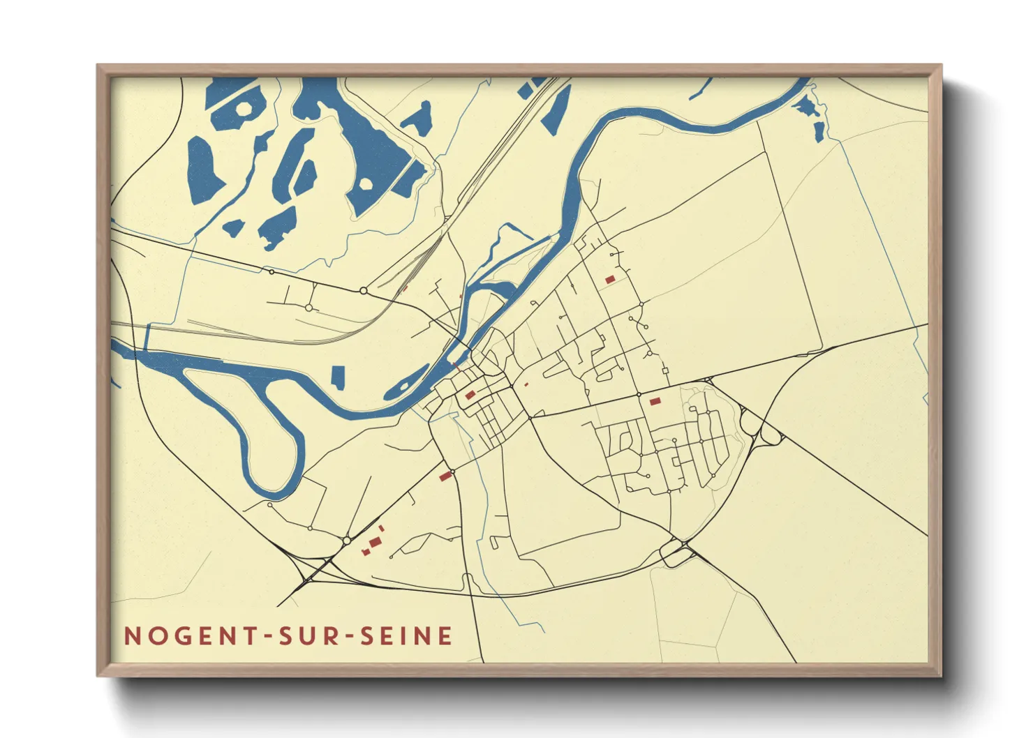 Une affiche de carte sur Nogent-sur-Seine