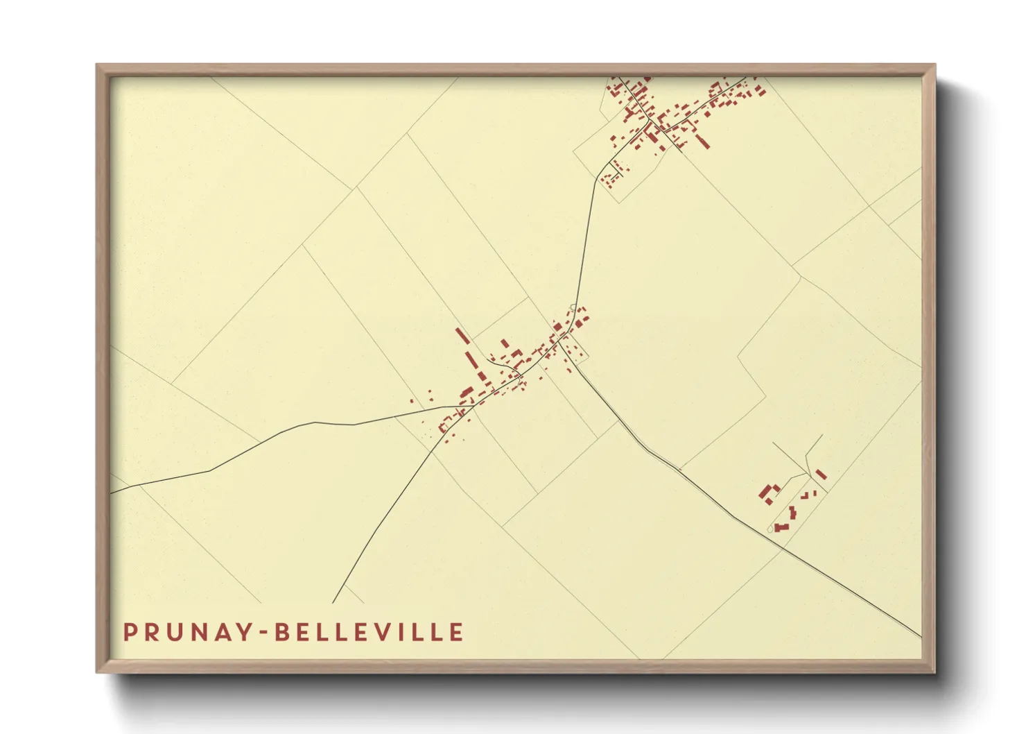 Une affiche de carte sur Prunay-Belleville