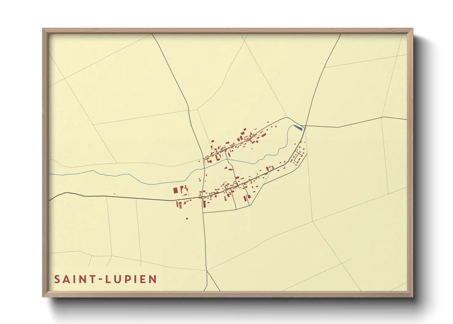 Une affiche de carte sur Saint-Lupien