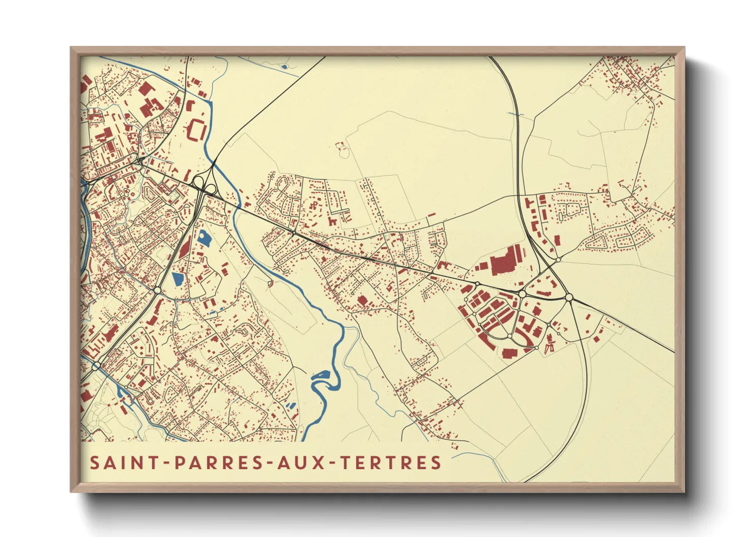 Une affiche de carte sur Saint-Parres-aux-Tertres