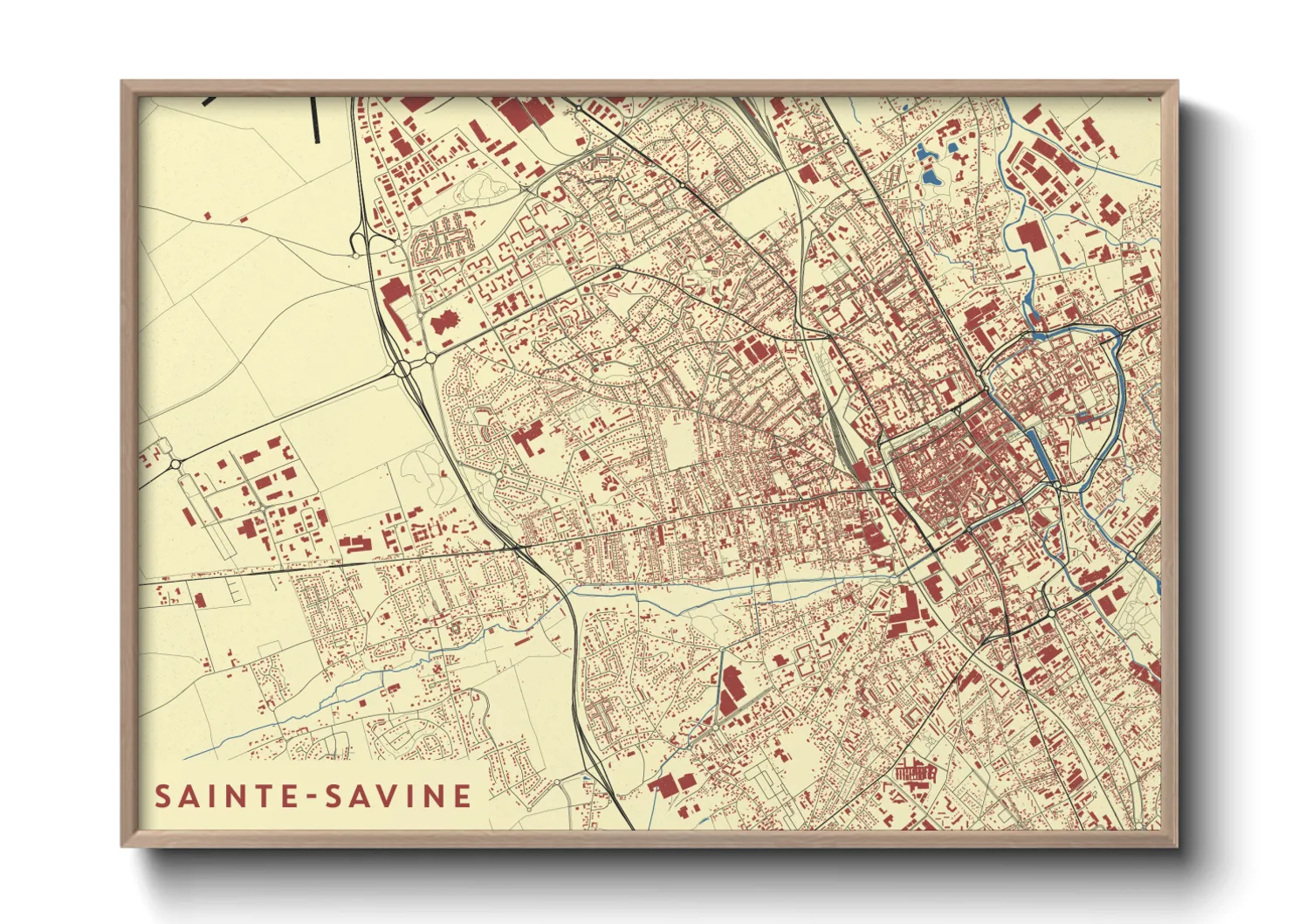 Une affiche de carte sur Sainte-Savine