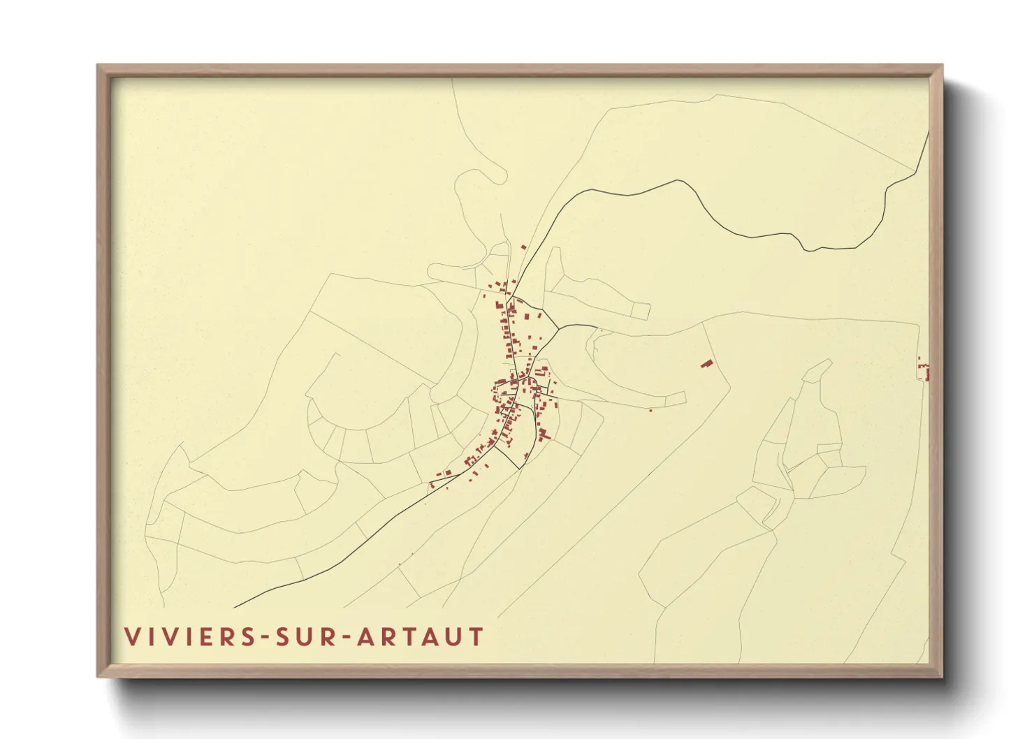 Une affiche de carte sur Viviers-sur-Artaut