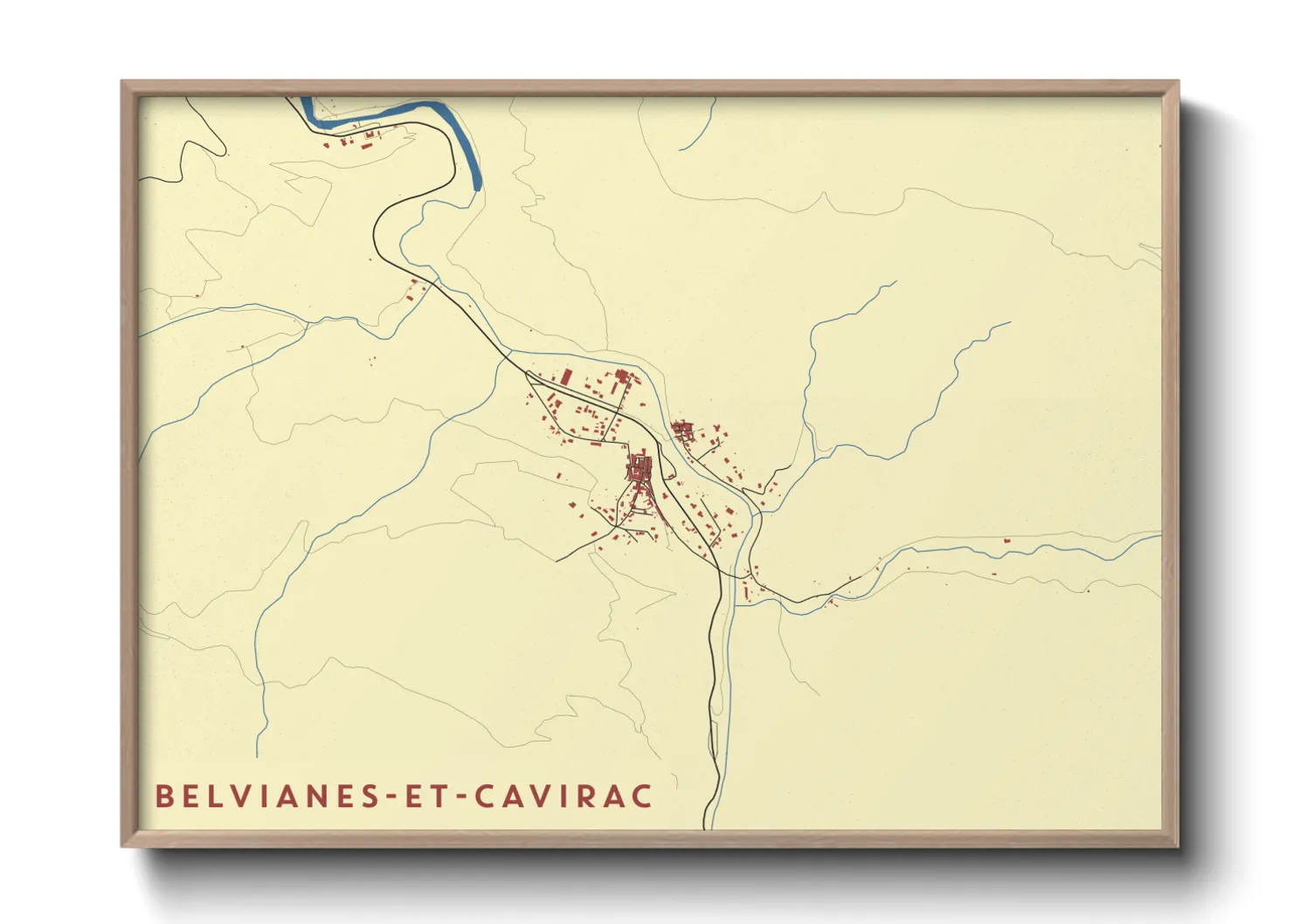 Une affiche de carte sur Belvianes-et-Cavirac