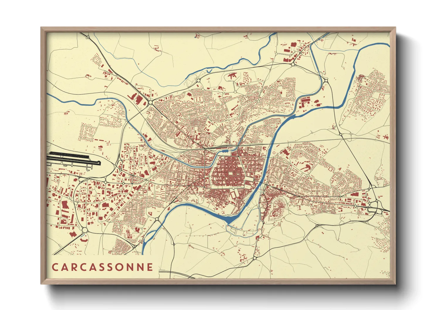 Une affiche de carte sur Carcassonne