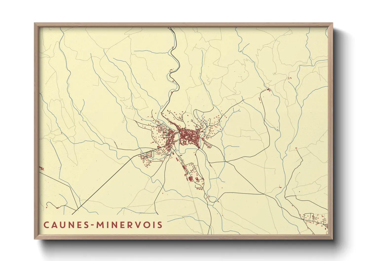 Une affiche de carte sur Caunes-Minervois