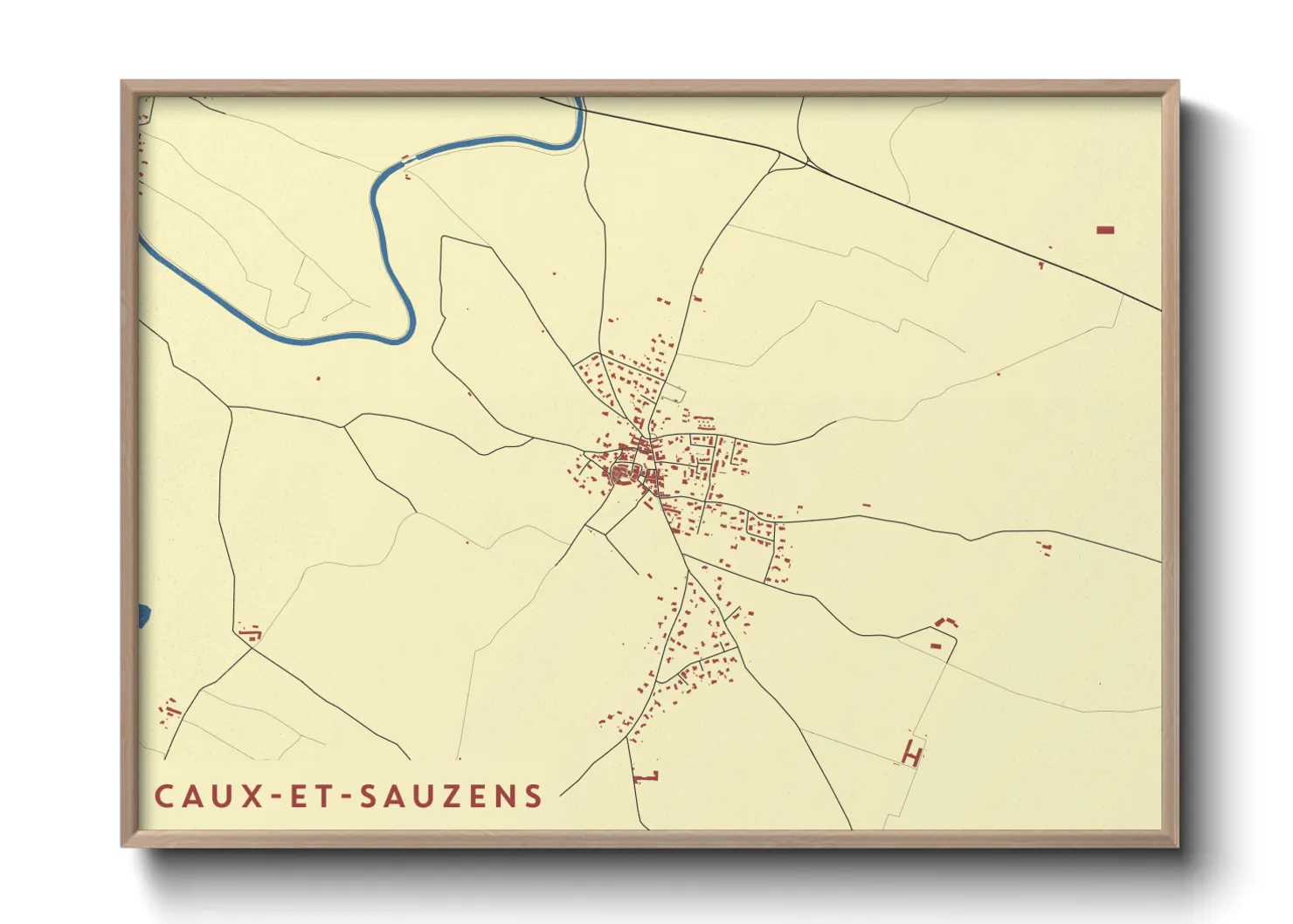 Une affiche de carte sur Caux-et-Sauzens