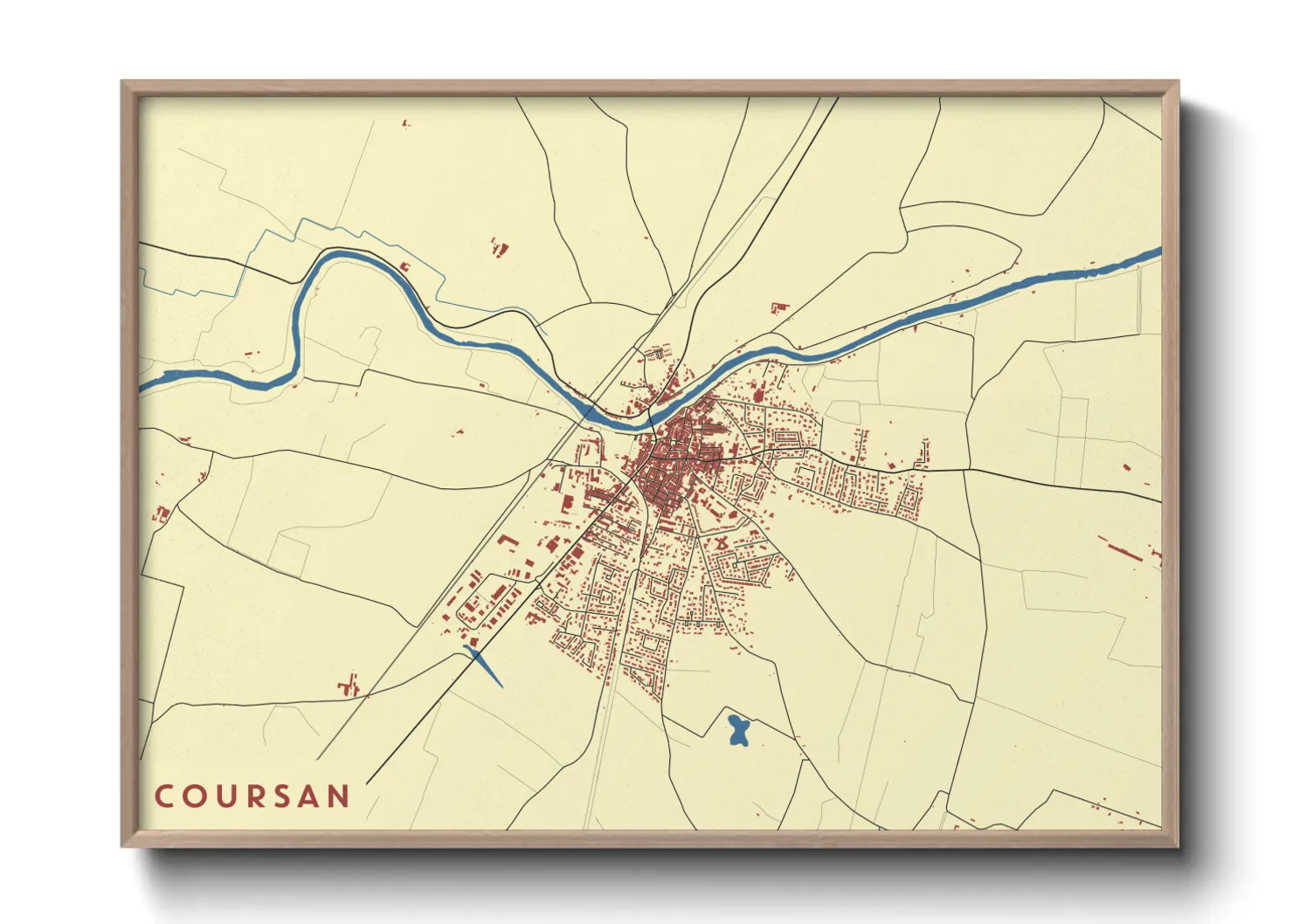 Une affiche de carte sur Coursan