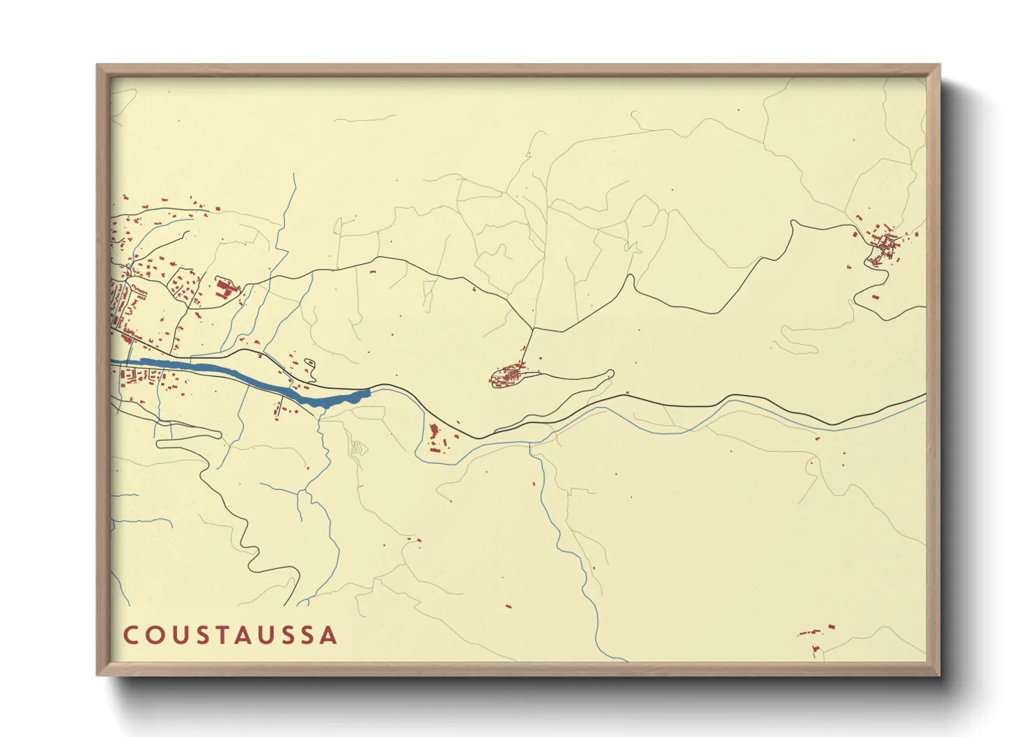 Une affiche de carte sur Coustaussa