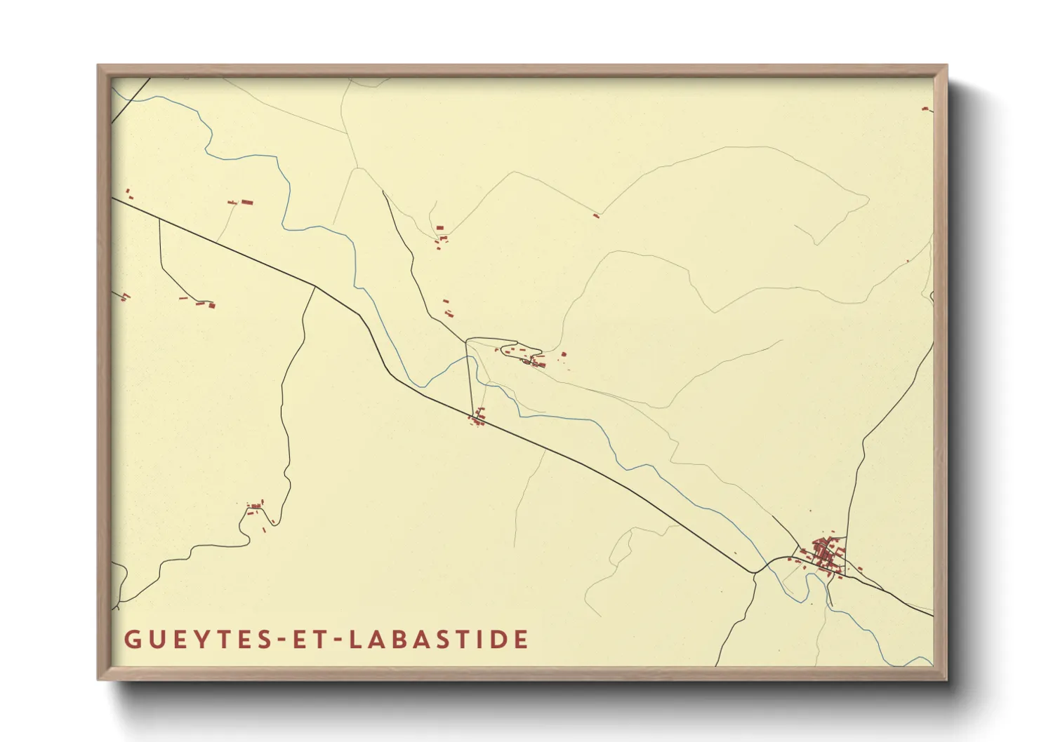 Une affiche de carte sur Gueytes-et-Labastide