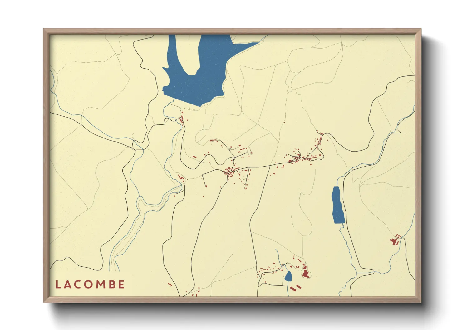 Une affiche de carte sur Lacombe