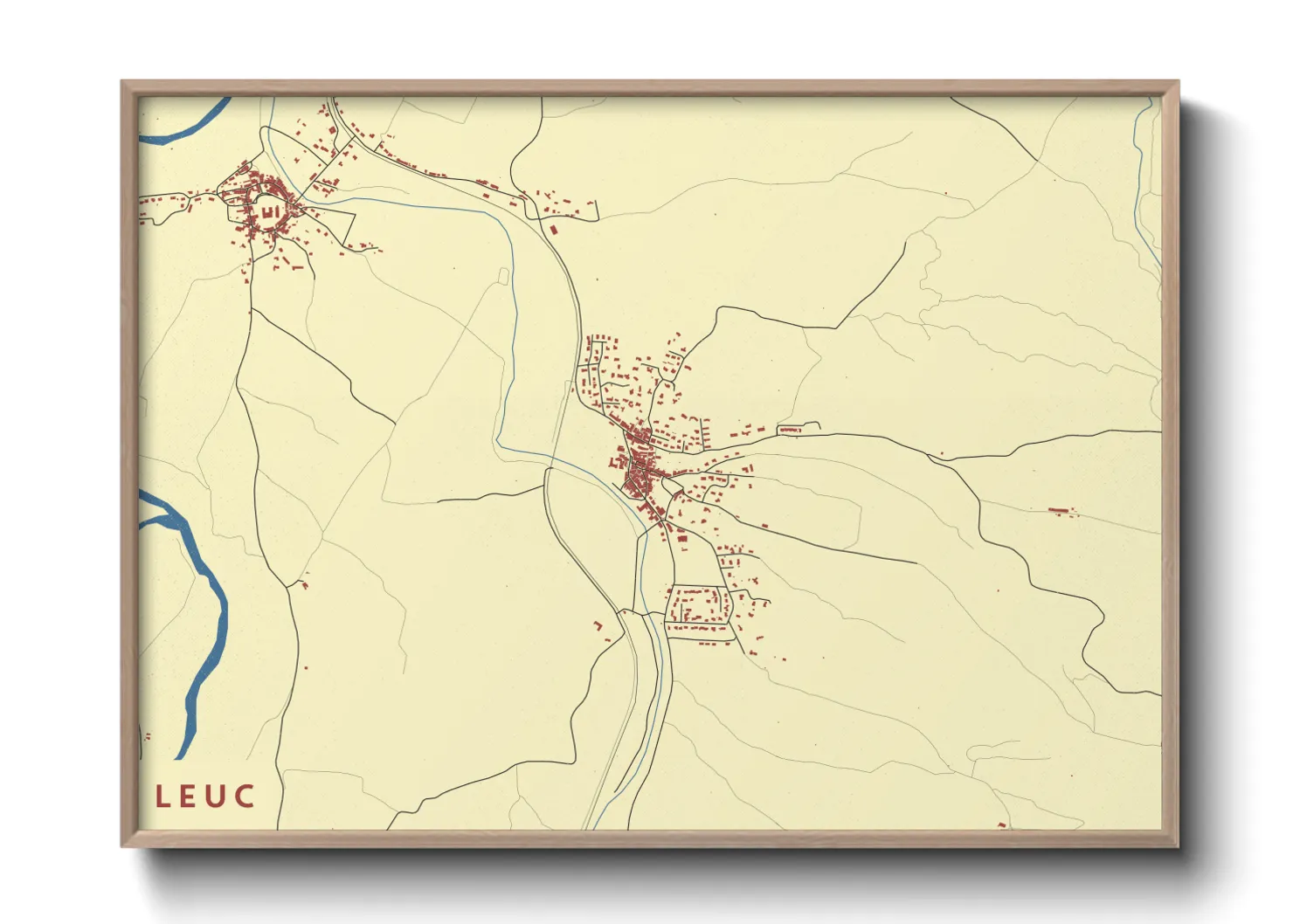Une affiche de carte sur Leuc