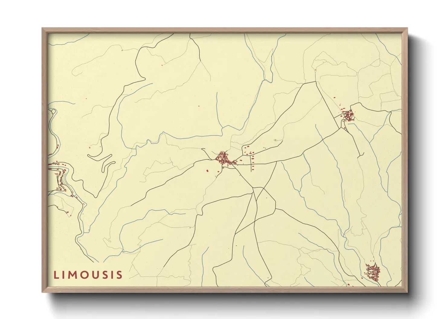 Une affiche de carte sur Limousis