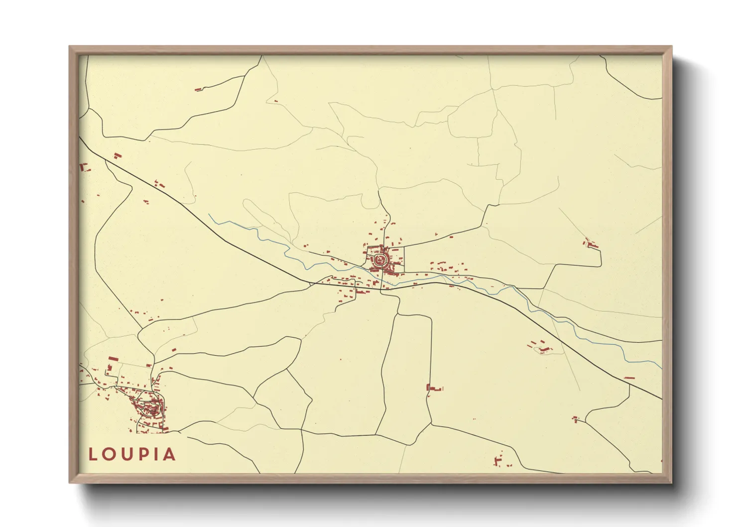 Une affiche de carte sur Loupia