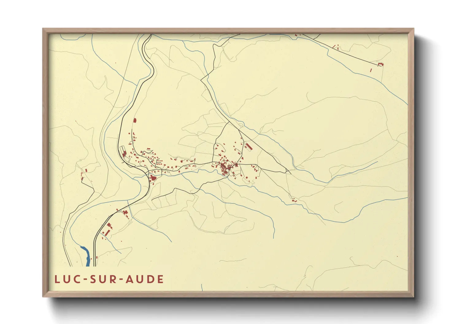 Une affiche de carte sur Luc-sur-Aude