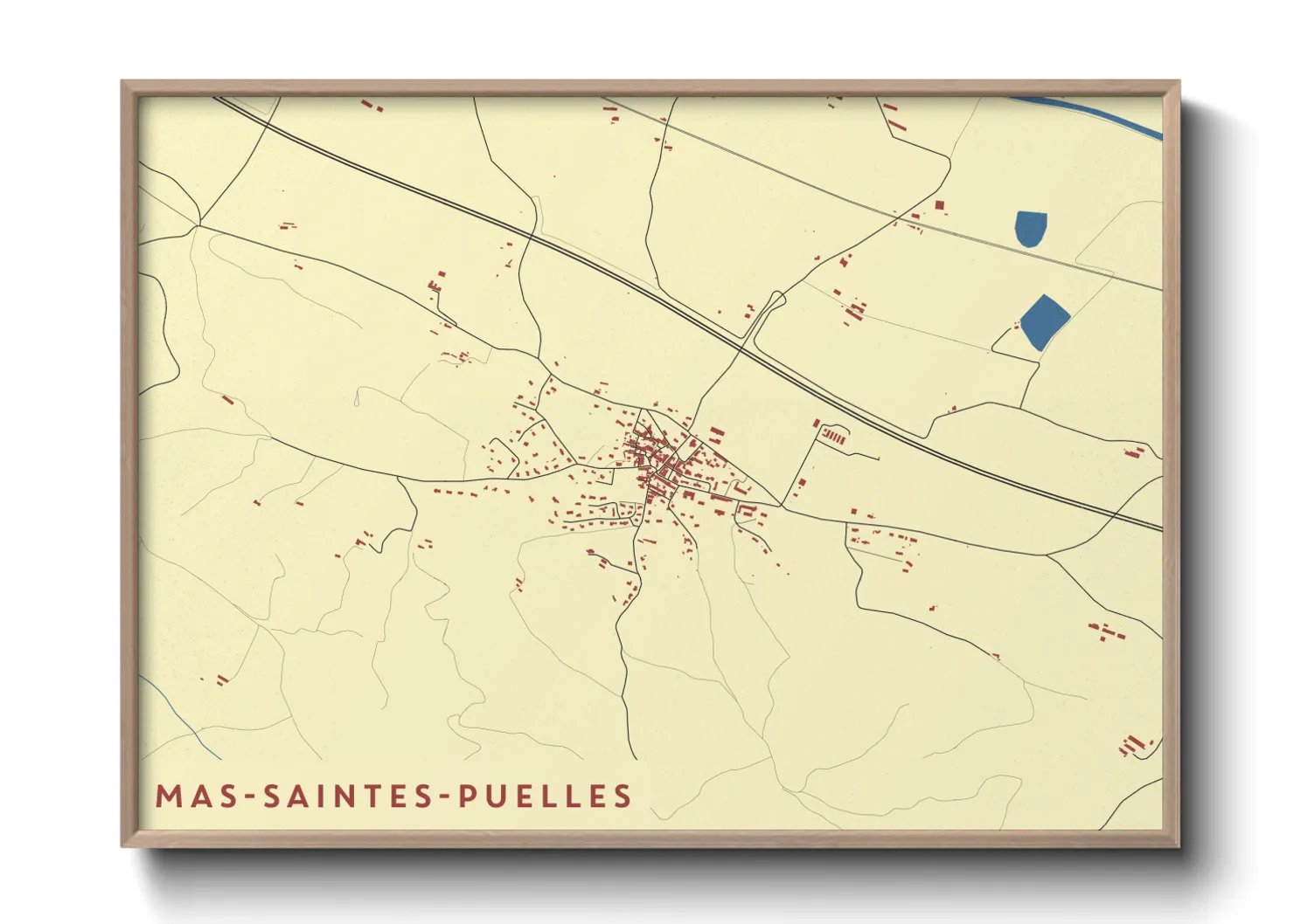 Une affiche de carte sur Mas-Saintes-Puelles