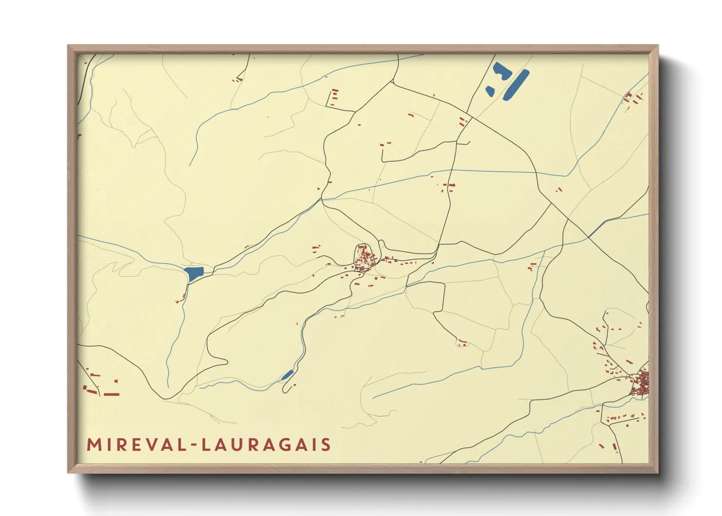Une affiche de carte sur Mireval-Lauragais
