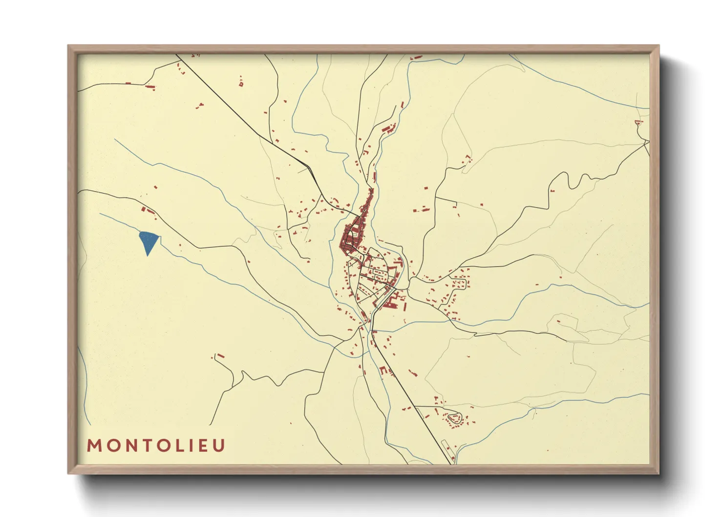 Une affiche de carte sur Montolieu