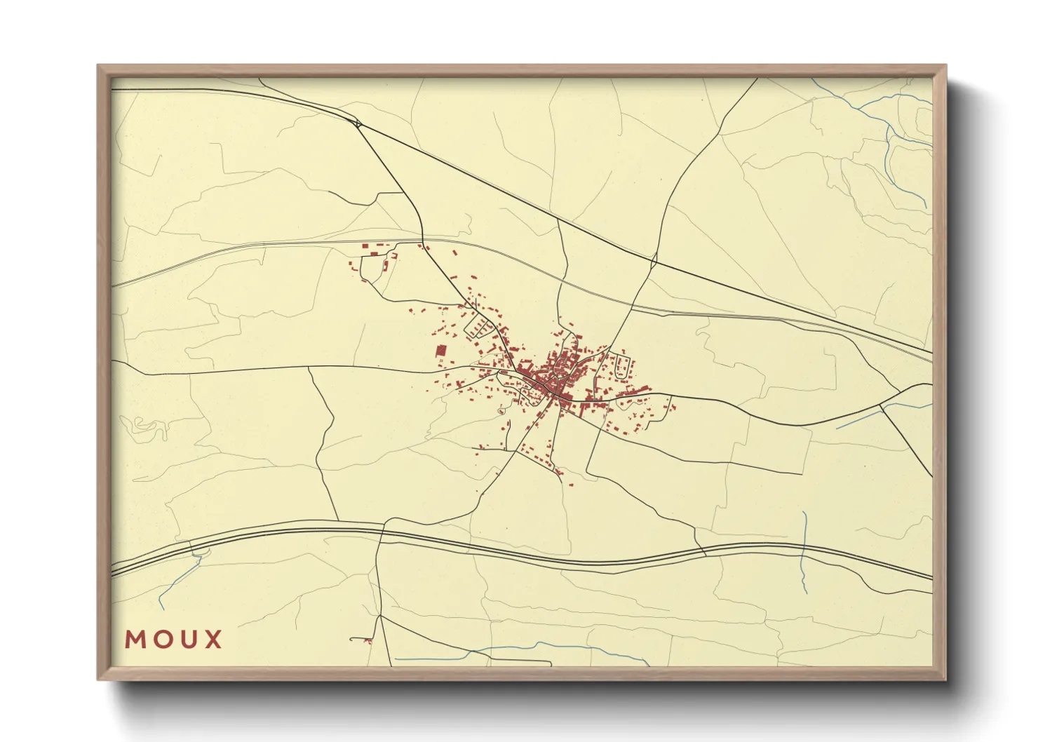 Une affiche de carte sur Moux