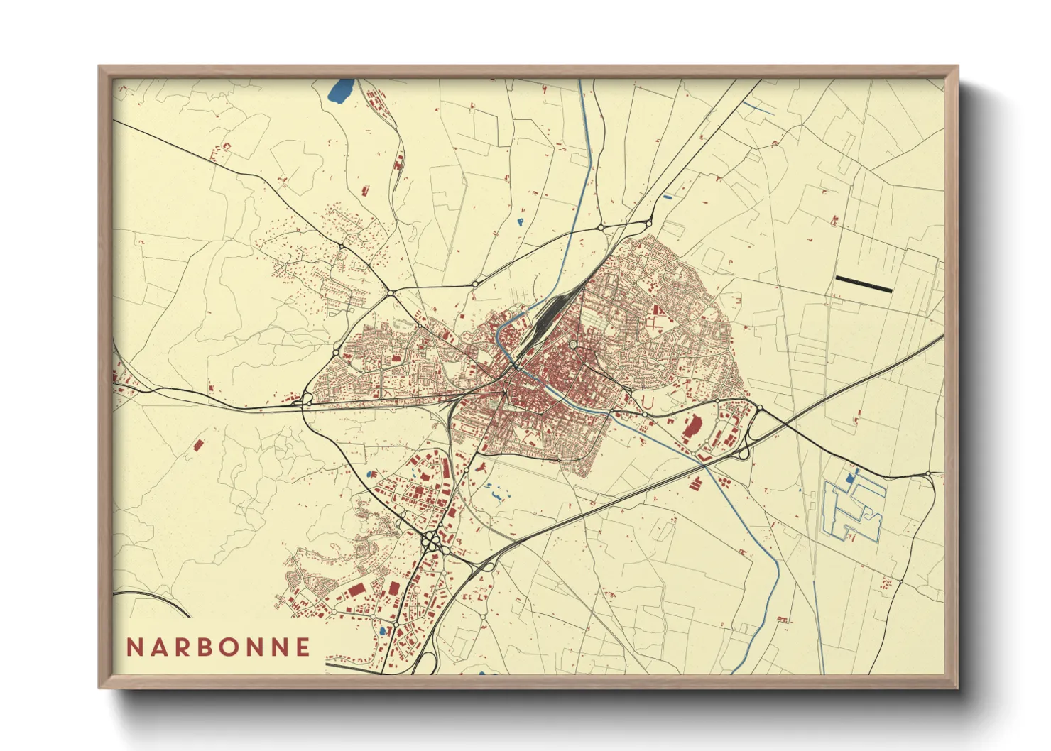 Une affiche de carte sur Narbonne