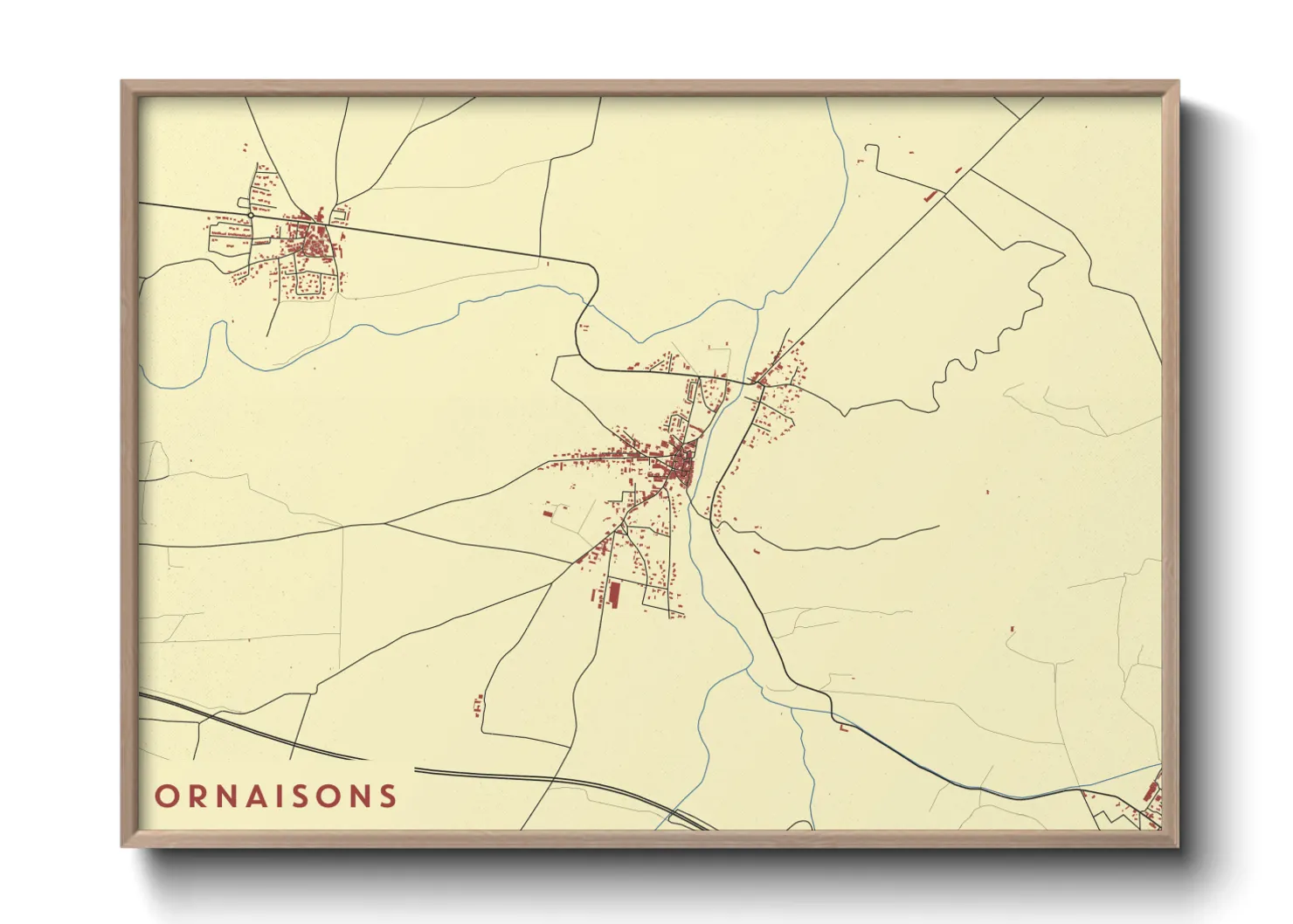 Une affiche de carte sur Ornaisons