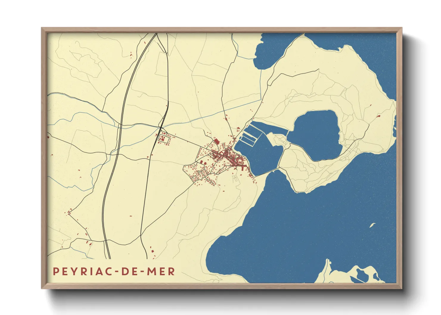 Une affiche de carte sur Peyriac-de-Mer