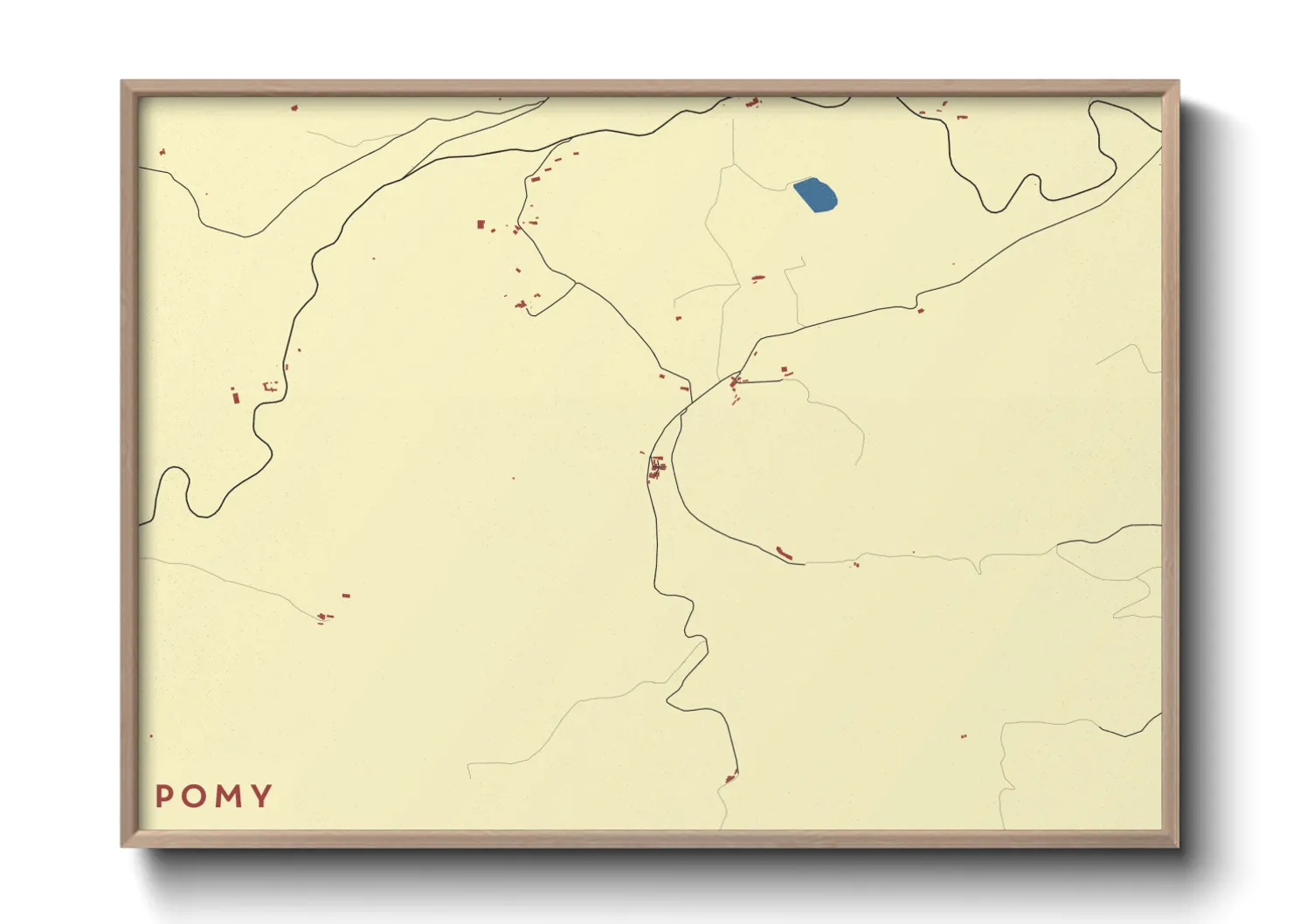 Une affiche de carte sur Pomy