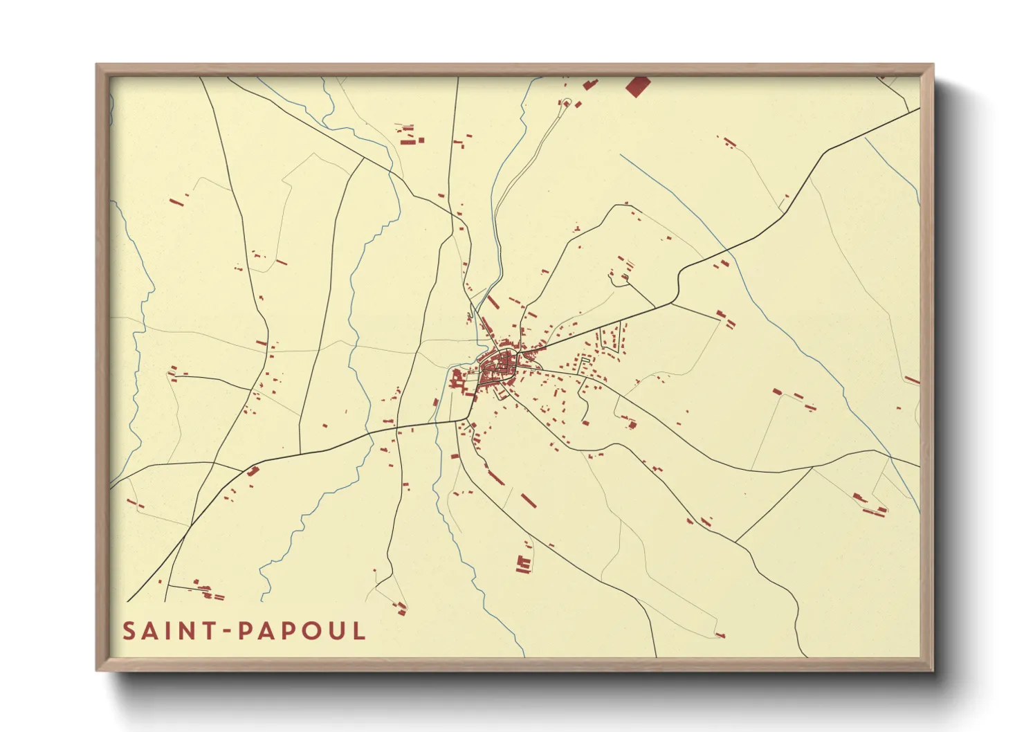 Une affiche de carte sur Saint-Papoul