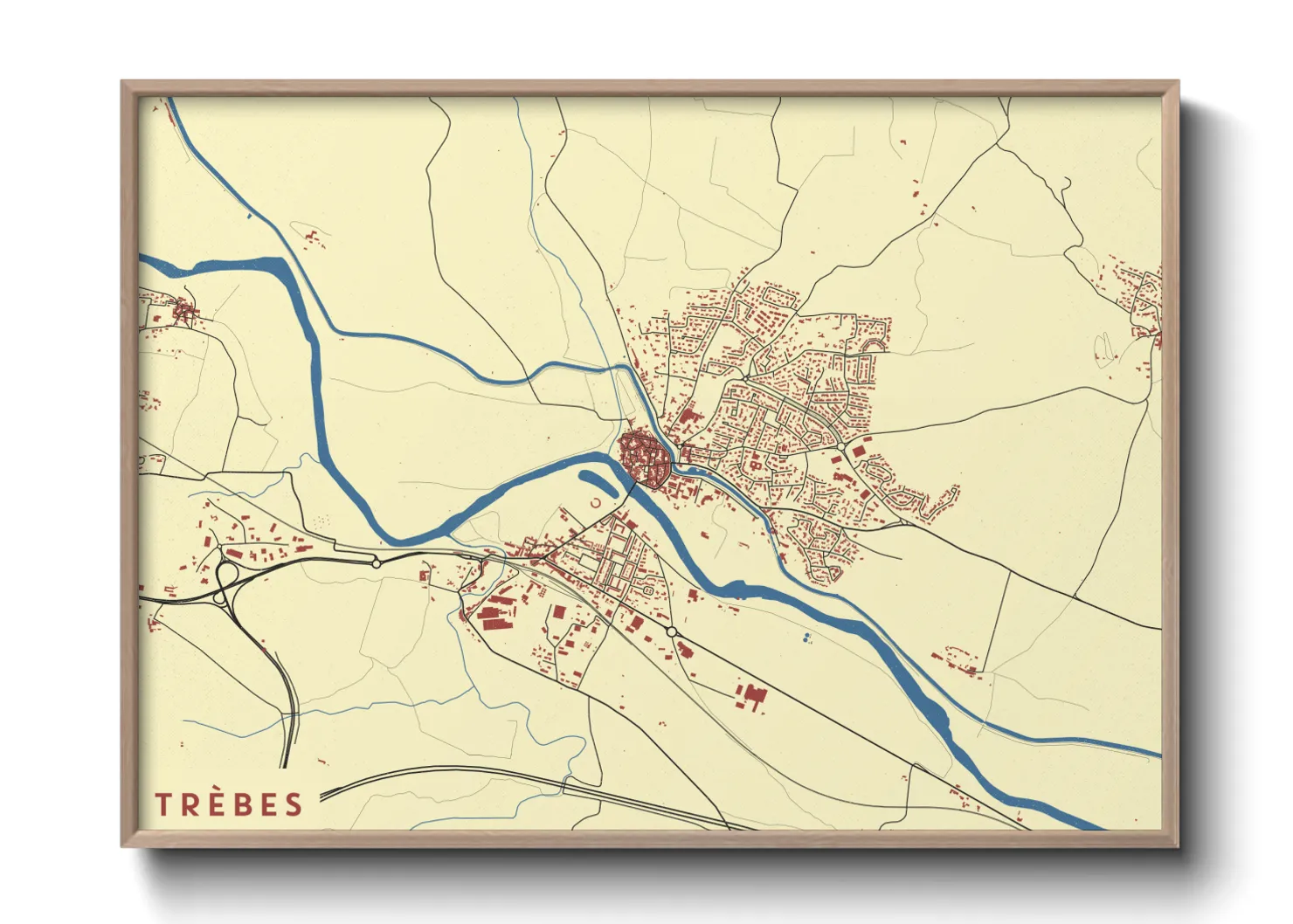 Une affiche de carte sur Trèbes