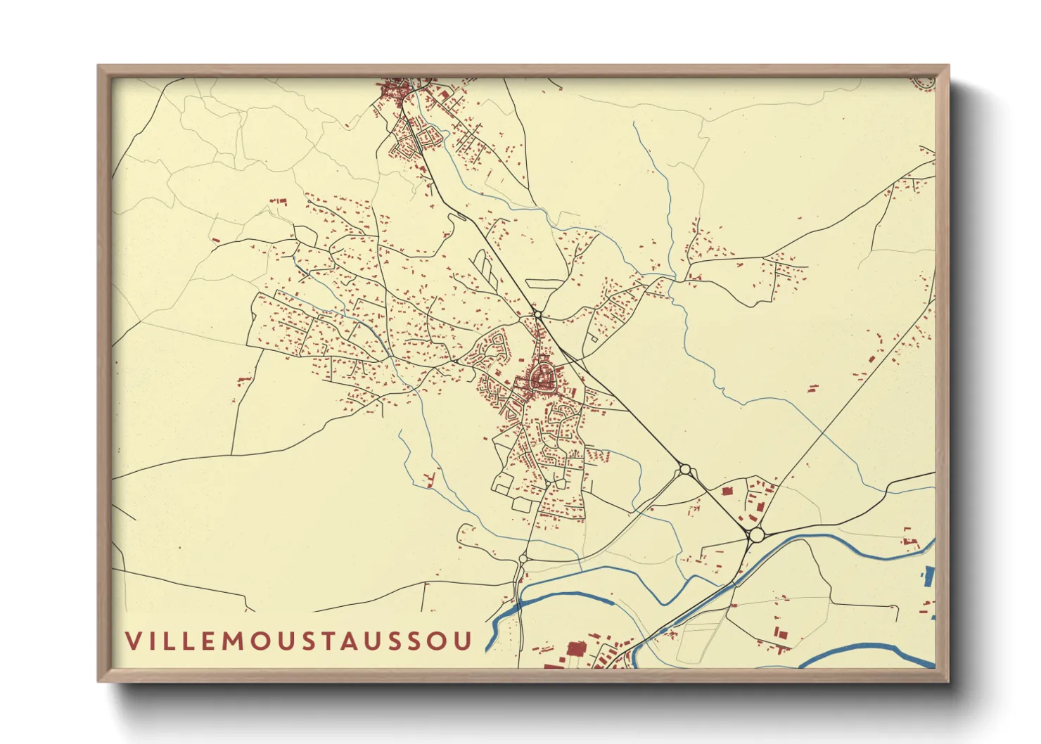 Une affiche de carte sur Villemoustaussou
