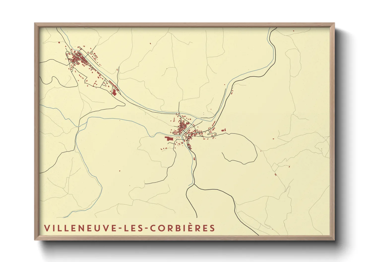 Une affiche de carte sur Villeneuve-les-Corbières