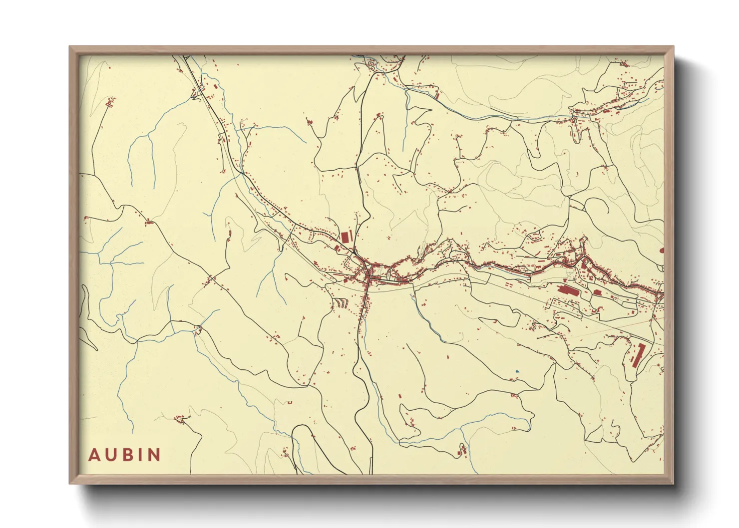 Une affiche de carte sur Aubin