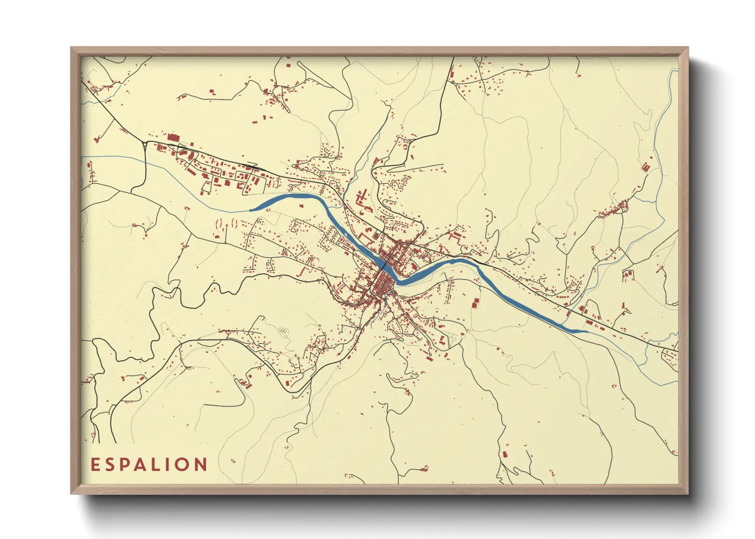 Une affiche de carte sur Espalion